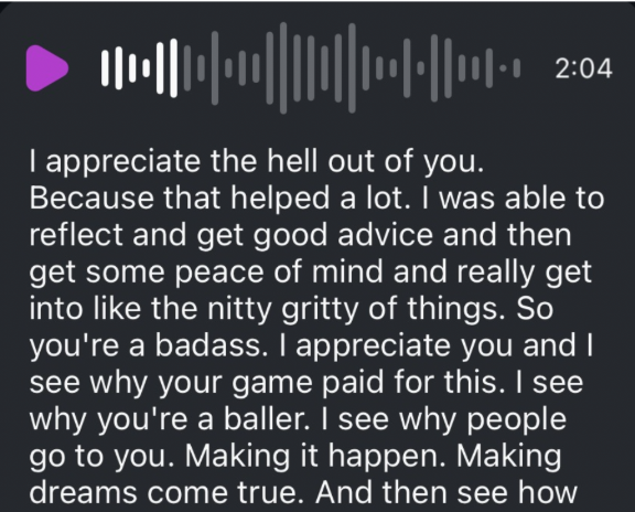 Testimonial from a coaching client 1